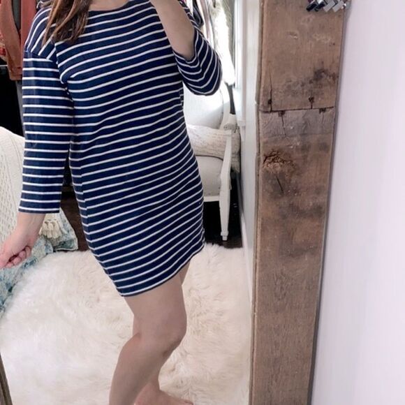 Uniqlo blue striped dress size large - Picture 1 of 3